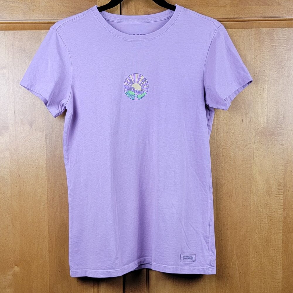 Life Is Good Lavender Crew Neck Short Sleeve Crusher Sunset Tee - S